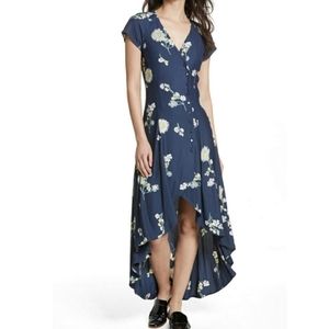 FREE PEOPLE LOST IN YOU FLORAL HIGH LOW MIDI DRESS